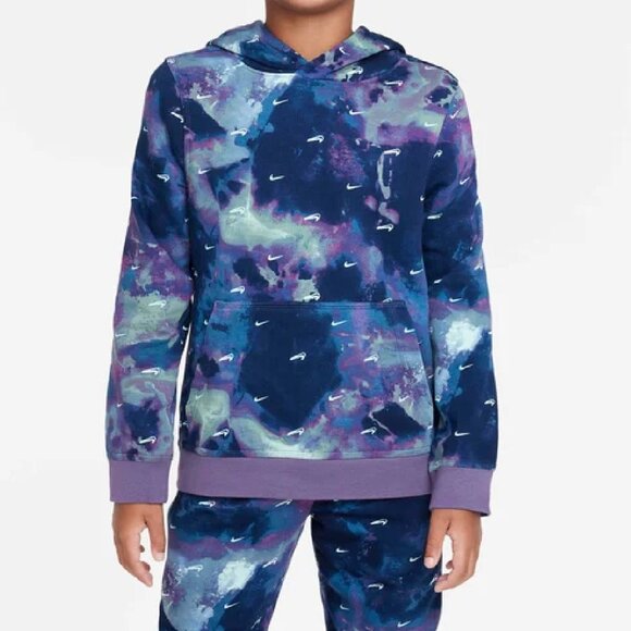 Nike Kids' Splash Dye Swoosh Galaxy Hoodie Jogger Pants Blue/Purple Sz M (10/12) - Picture 7 of 8